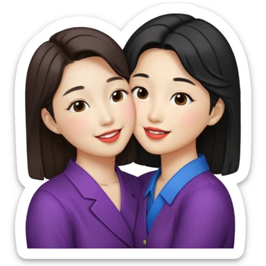 Korean lesbians, kissing sticker