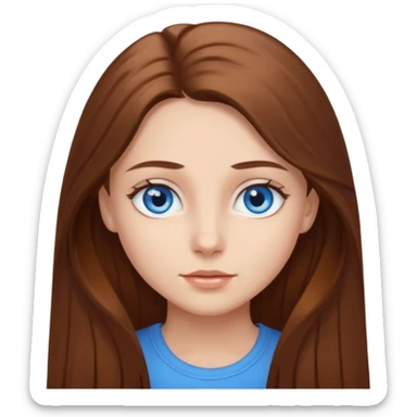 A girl with blue eyes and brown long hair sticker