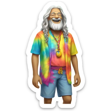 Hippy old man in tropical paradise sticker