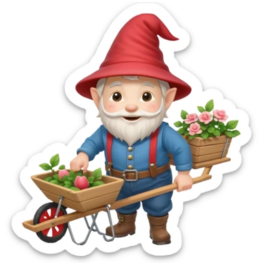 gnome with wheelbarrow sticker