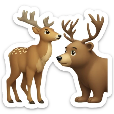 a bear and a deer sticker