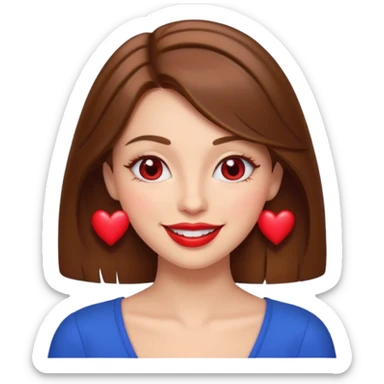 brownhaired woman with red lips and hearts in eyes sticker