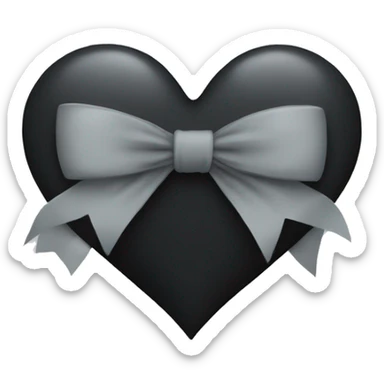 Black heart with grey bow sticker