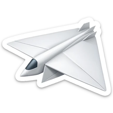 white paper airplane flying sticker