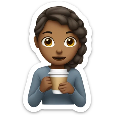 Sleepy girl with coffe sticker