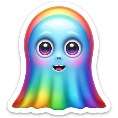 cute ghost with big eyes and rainbow colors sticker