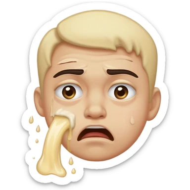 eye brow raise, and a puking face  sticker