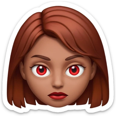 RED EYES, EVIL EMOJI, KILLER EYES, BROWN HAIR sticker