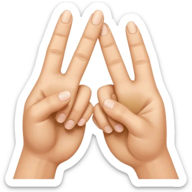 two cartoon hands, each with the index finger out, touching at the tips, apple emoji style sticker