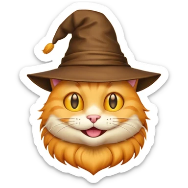 Simple yellow cat emoji wearing a sorting hat sticker