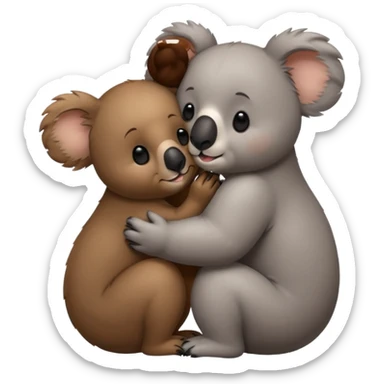 Koala kisses brown bear sticker