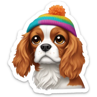 Cavalier with beanie sticker