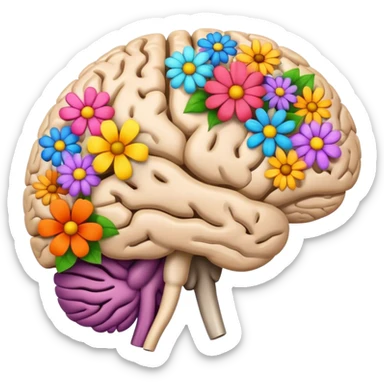anatomical brain with flowers sticker