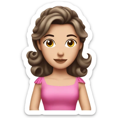 White brunette princess wearing pink dress sassy sticker