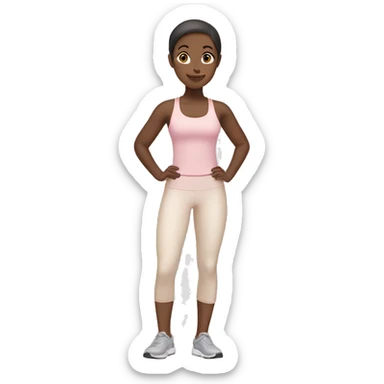 Girl with light skin in light pink clothes exercising sticker