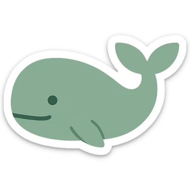 A dull green whale sticker