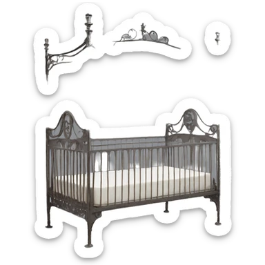 antique iron canopy crib sticker
