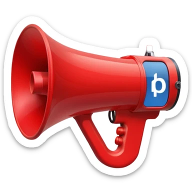 megaphone with social media icons around sticker