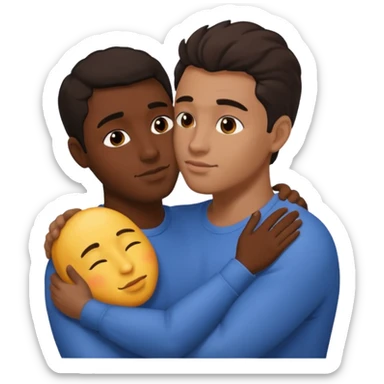 1 adult male dark skin ,1 light skin dark hair adult male, naked, cuddling, kissing, love passionate  sticker