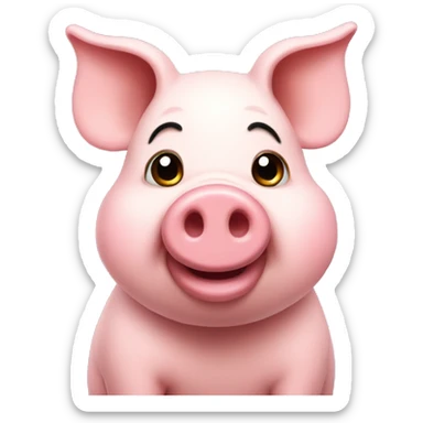 pig in love with hears sticker