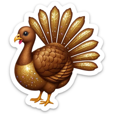 Brown glitter turkey sticker
