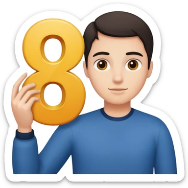 A person holding 6 and a 7 sticker