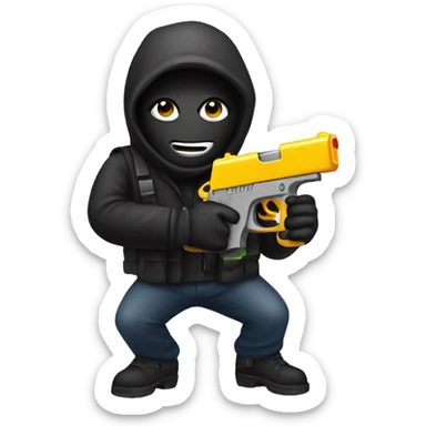 Robber emoji with water pistol sticker