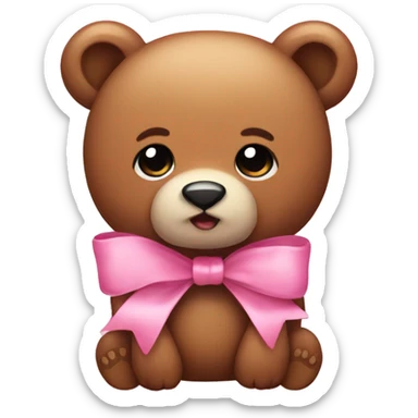 Cute bear pink bow sticker