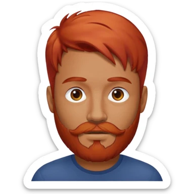 Chico moreno, pelirrojo, barba,, sticker