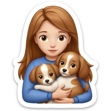 Chica castaña clara con su mascota sticker