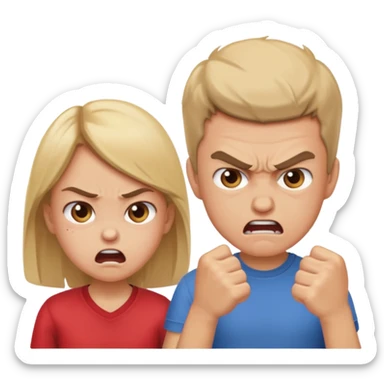 brother and sister fighting  sticker