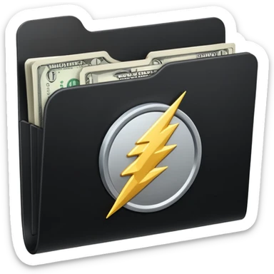 black folder flash file with a money logo
 sticker