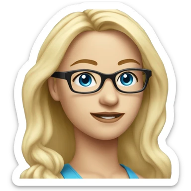 Real pretty blonde woman, blue eyes, wearing glasses - SIDE on sticker