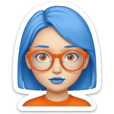 girl blue skinned orange glassed sticker