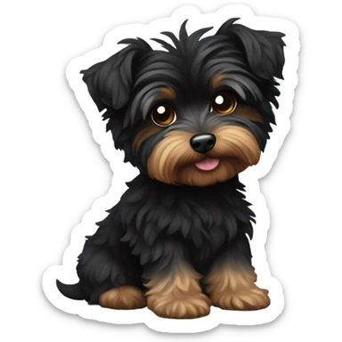 Black yorkiepoo sticker