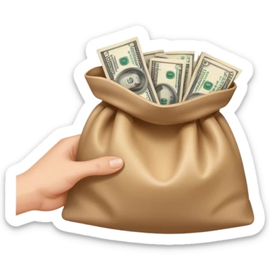 one hand holding a bag of money sticker