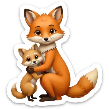 A cute female 9 tail fox hugging a meerkat sticker