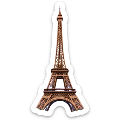 Cinematic Realistic Eiffel Tower Landmark Emoji, featuring the iron lattice structure illuminated against a twilight Parisian sky sticker