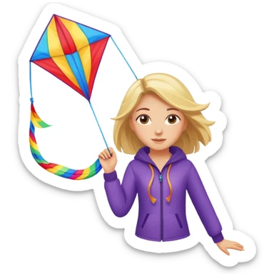 girl with kite,Kite Flyers, big kite. sticker