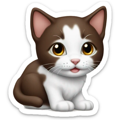 Chocolate white kitten sticker