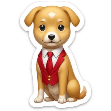 golden dog with white tie,red shirt cut body sticker