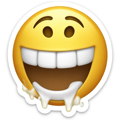 Smiling emoji having white honey fall out of its mouth  sticker