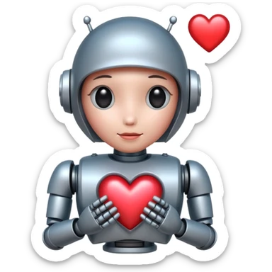 shy robot in love sticker