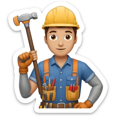 a handyman holding a hammer sticker