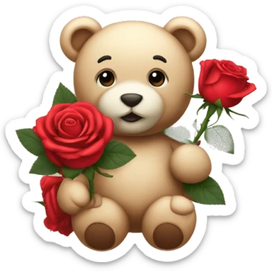 Roses with teddy sticker