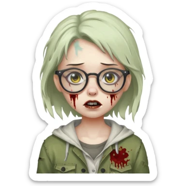 cute zombie girl with glasses sticker