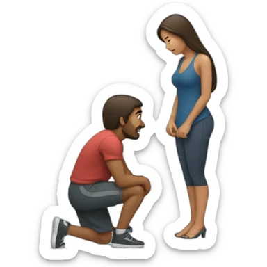 woman kneeling in front of man sticker