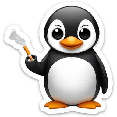 Penguin with cigarette  sticker