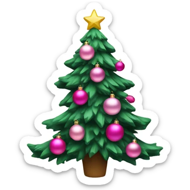 Christmas tree with pink ornaments  sticker