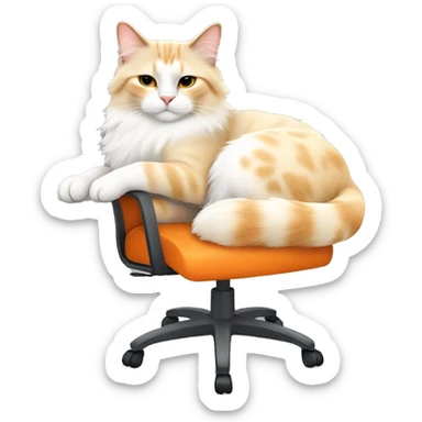 cream and orange ragdoll cat sleeping on an office chair sticker